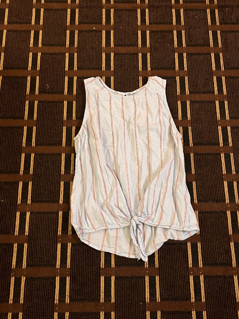 Youth Girls Womens Old Navy Light Blue Stripe Tank Top Summer XS Front Tie (617)